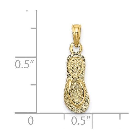 10K Gold Textured Straps Single Flip-Flop Charm - Picture 2 of 4